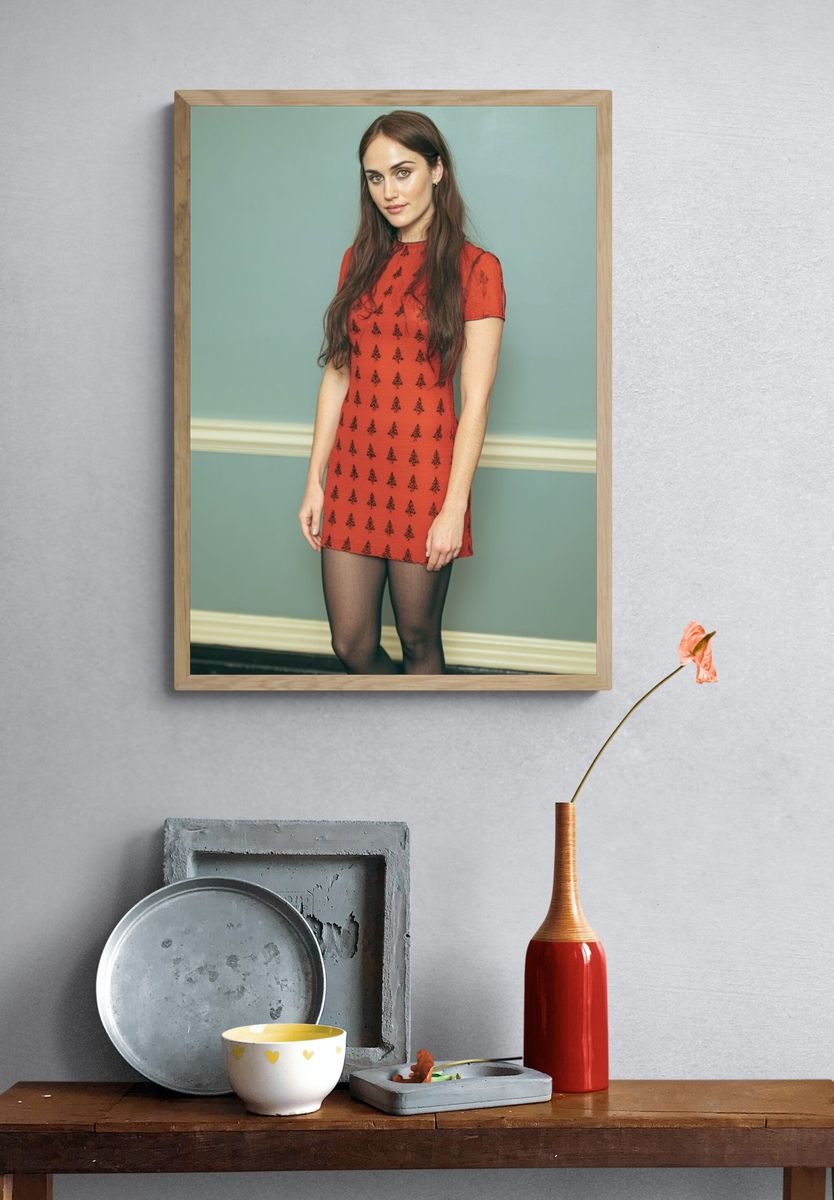 Portrait in Red Dress Photography Poster. — room view 3