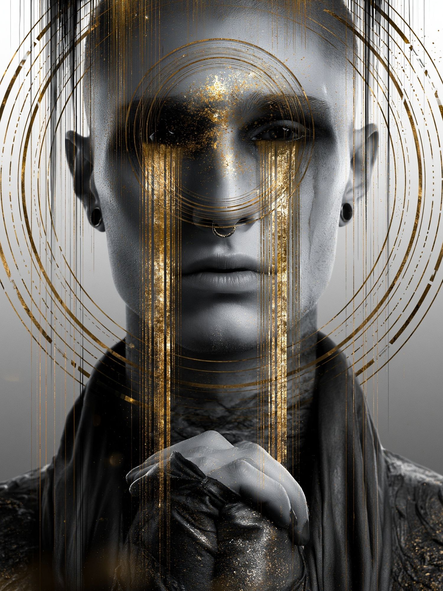 Gilded Monochrome Portrait Poster. poster — photography art