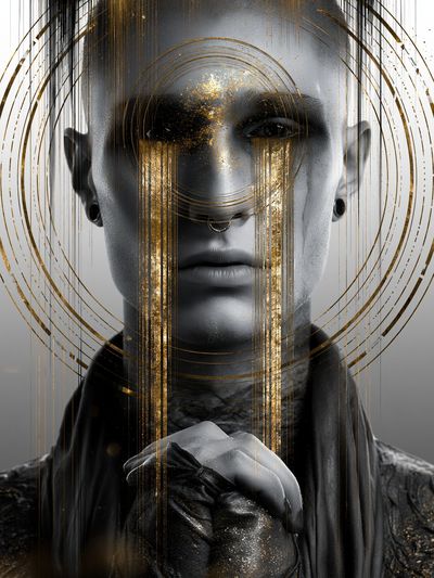 Gilded Monochrome Portrait Poster. poster print