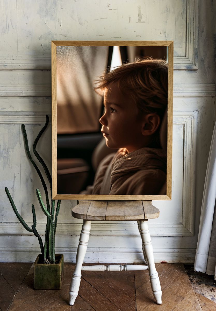 Child in Warm Light Photography Poster. — room view 1