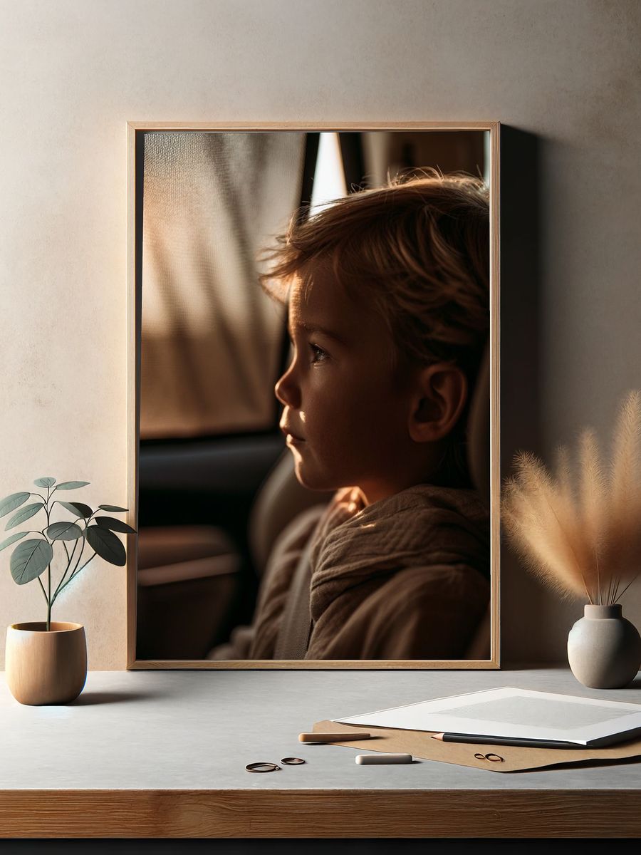 Child in Warm Light Photography Poster. — room view 2