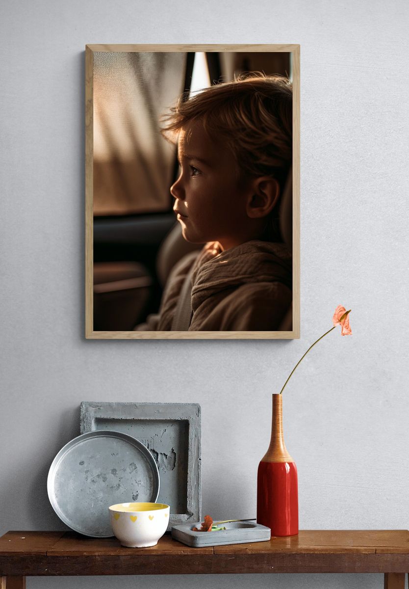 Child in Warm Light Photography Poster. — room view 3