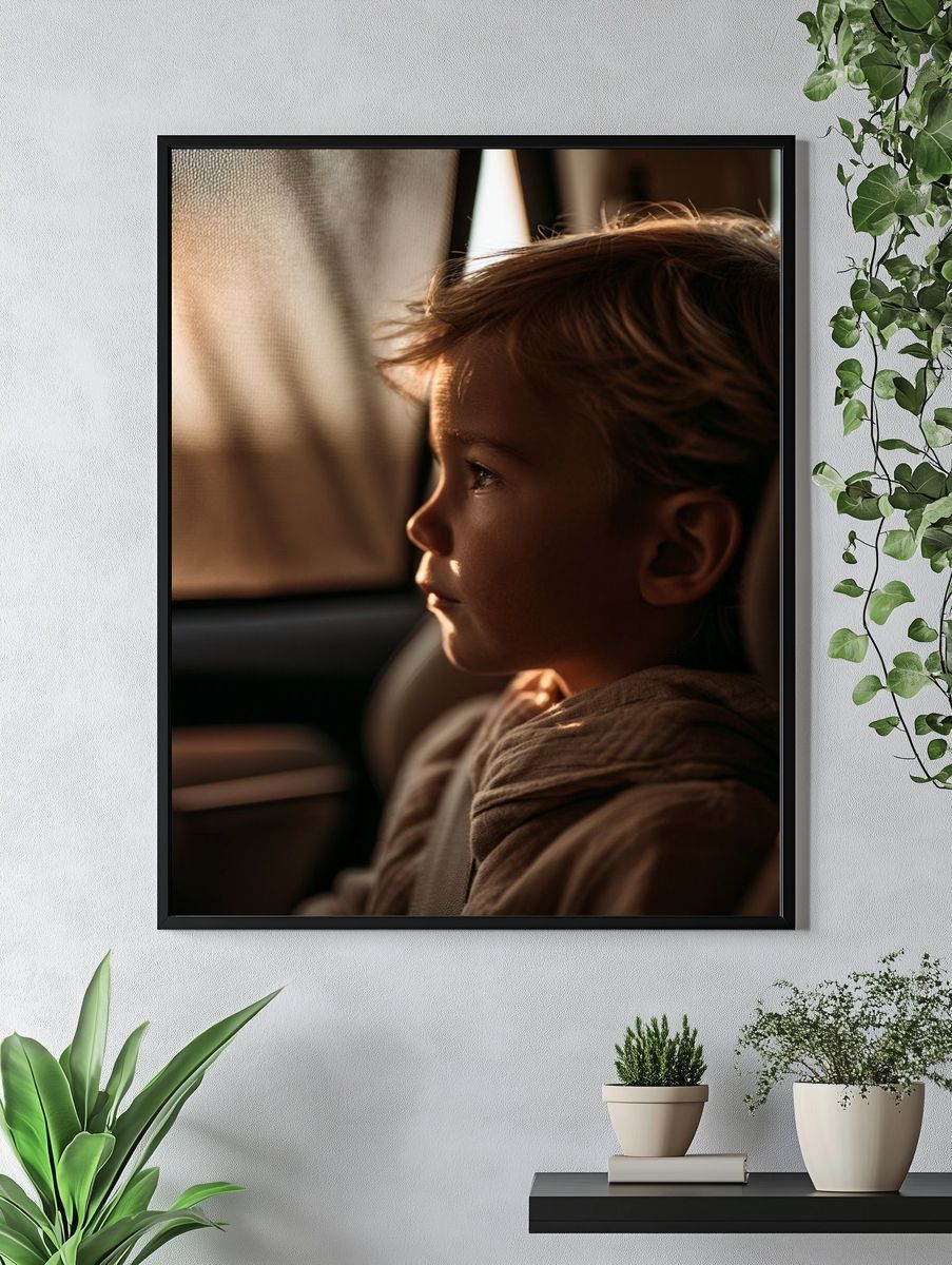 Child in Warm Light Photography Poster. — room view 4
