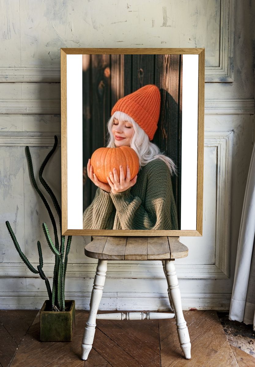 Autumn Pumpkin Portrait Photography Poster. — room view 1