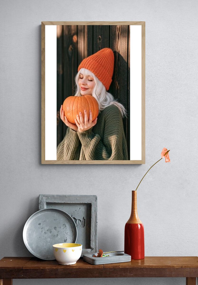Autumn Pumpkin Portrait Photography Poster. — room view 3