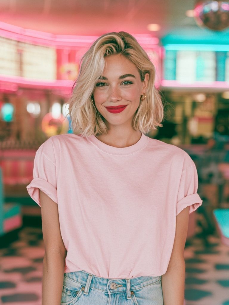 Neon Diner Portrait Photography Poster. poster detail