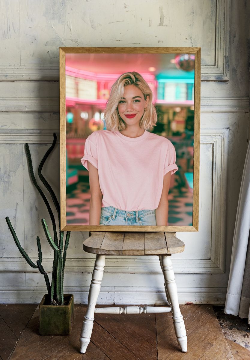 Neon Diner Portrait Photography Poster. — room view 1