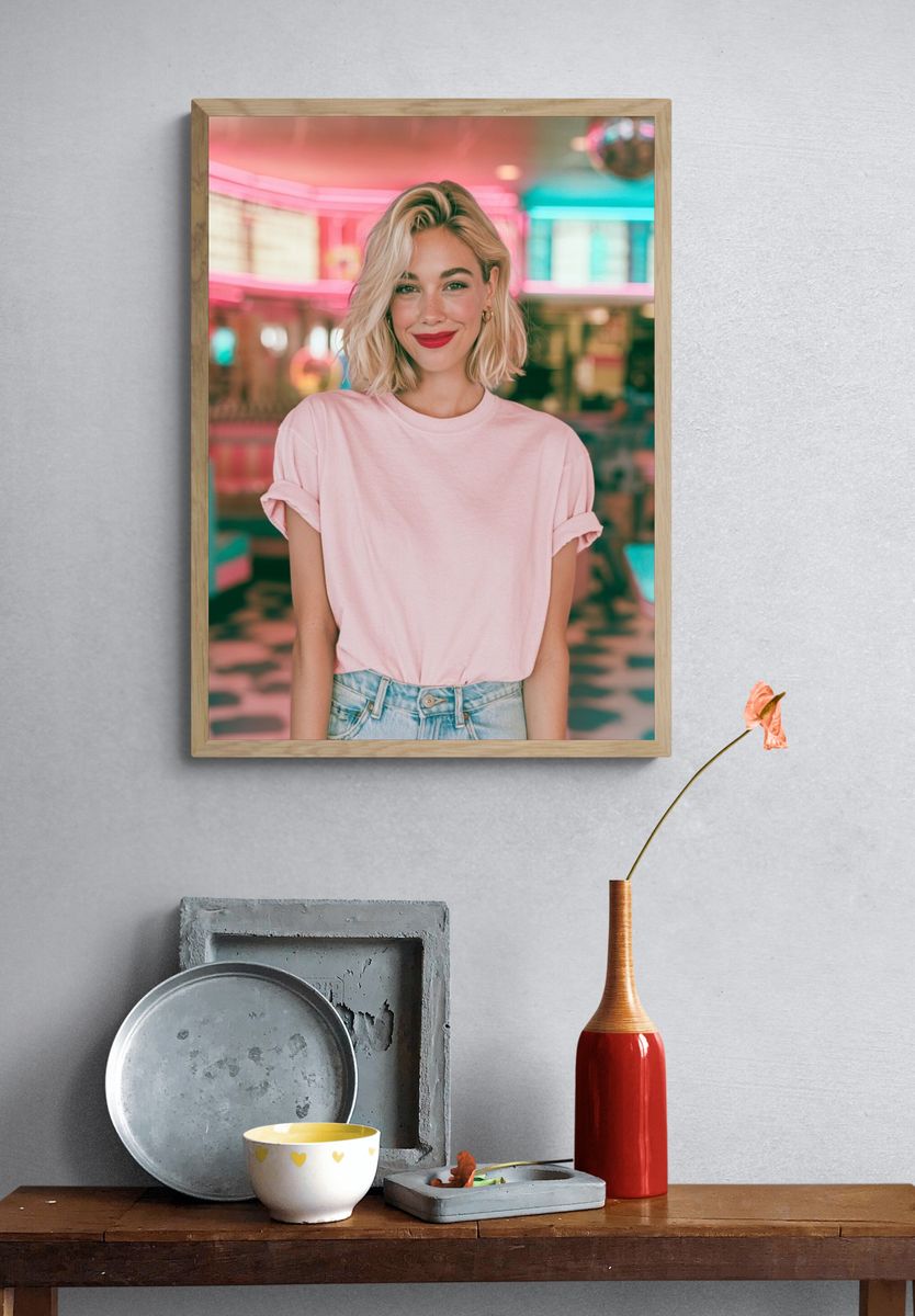 Neon Diner Portrait Photography Poster. — room view 3