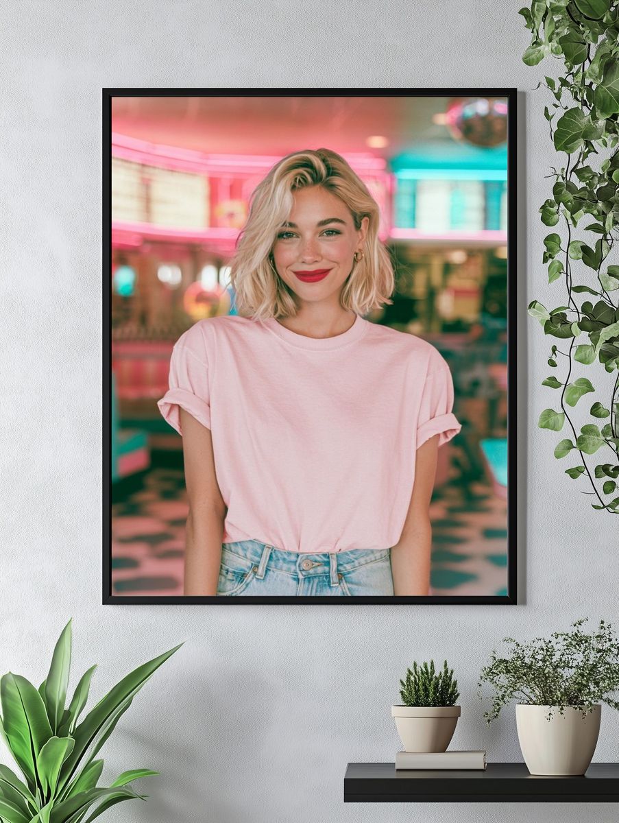Neon Diner Portrait Photography Poster. — room view 4
