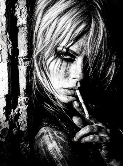 Moody Woman Portrait Black-White Poster. poster