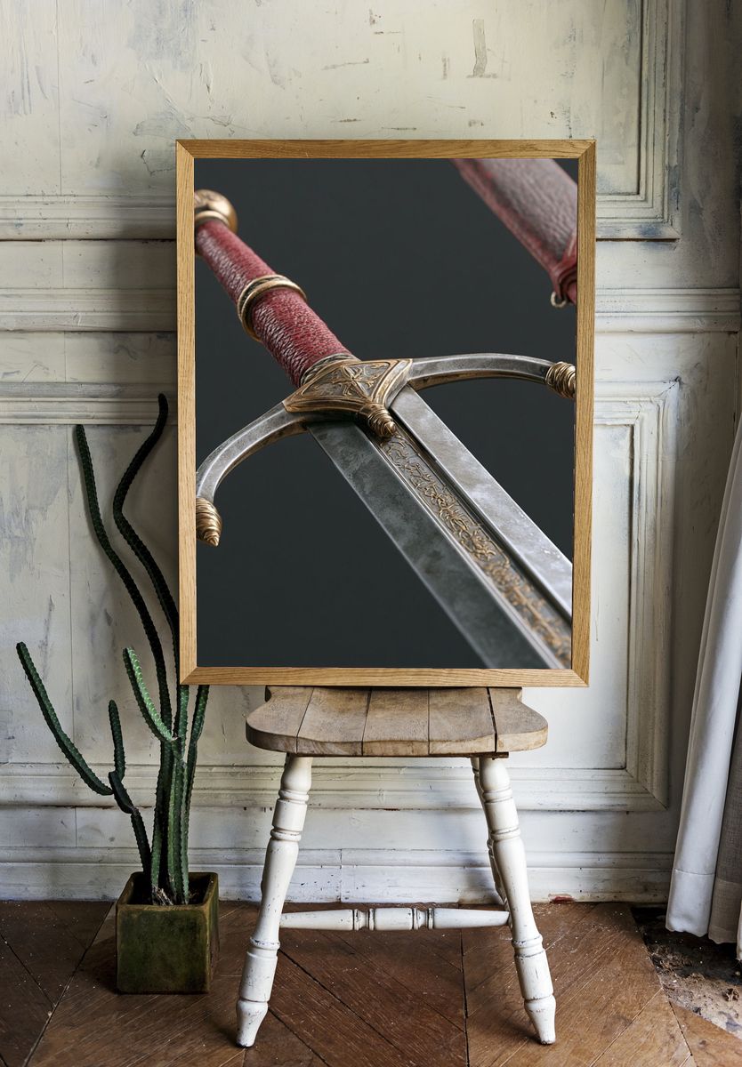 Ornate Medieval Sword Photography Poster. — room view 1