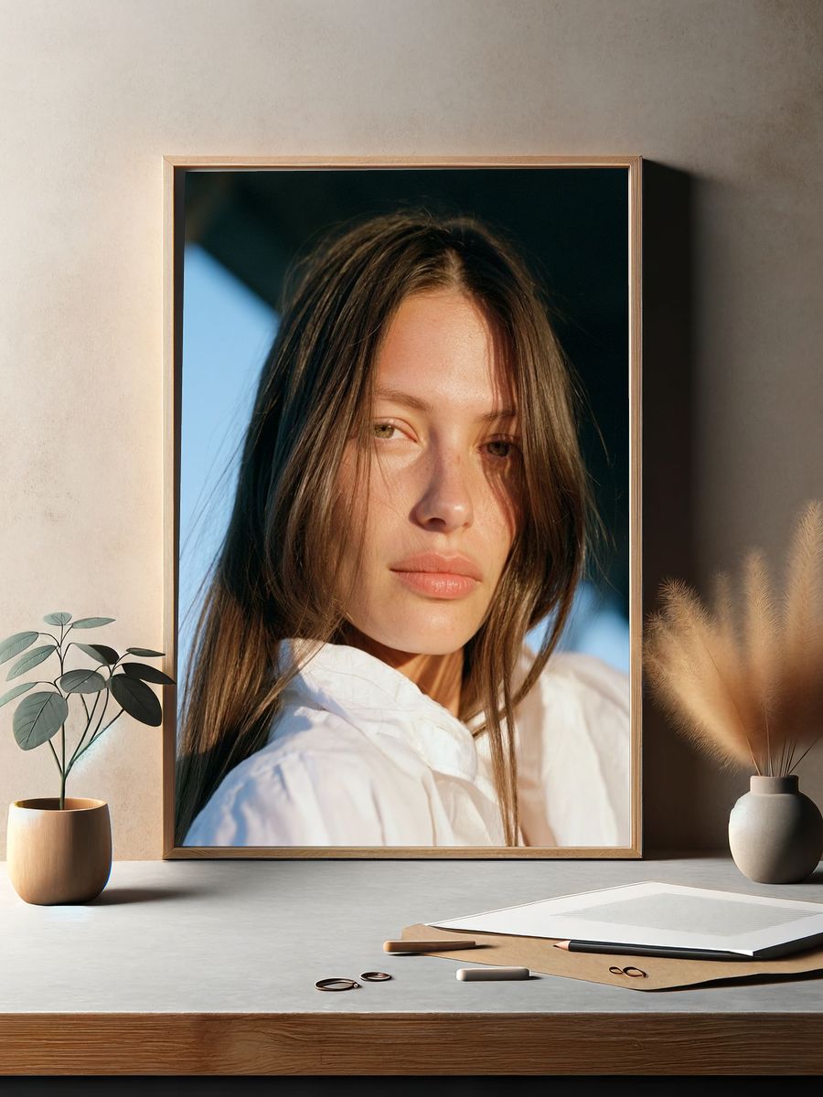Sunlit Woman Portrait Print. — room view 2