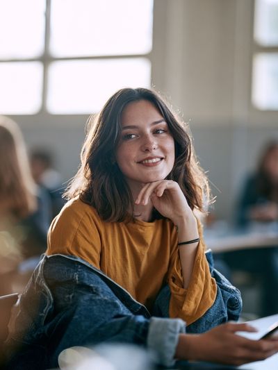Smiling Student Portrait Poster. poster