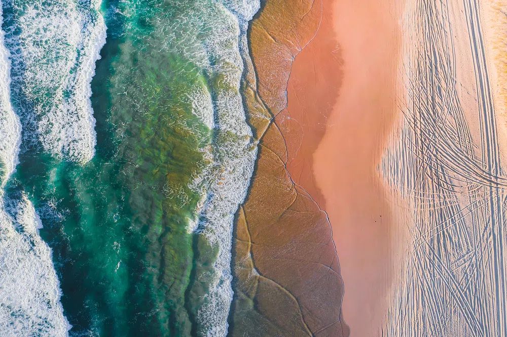 Drone view beautiful beach crystal. poster — photography art