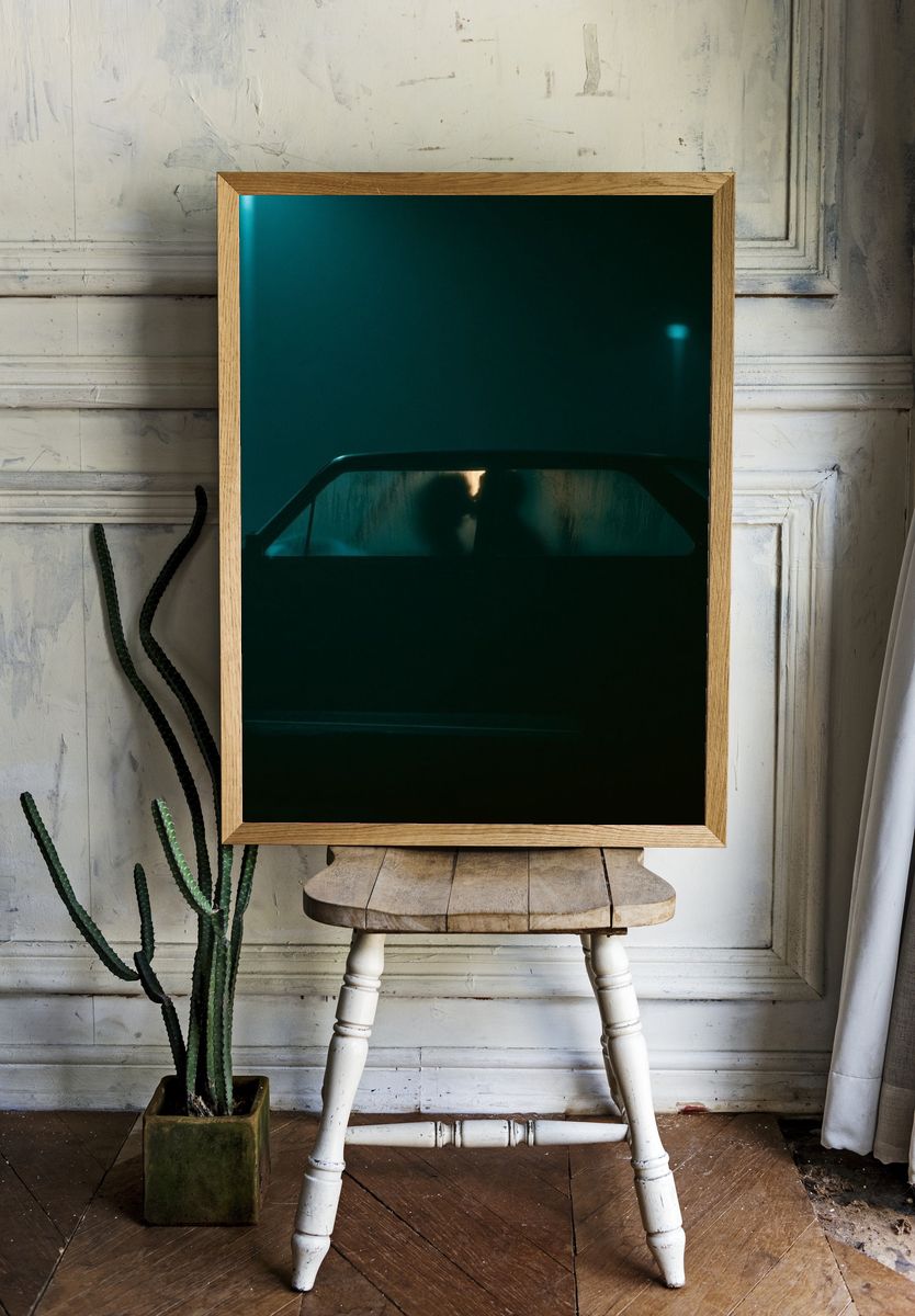 Neon Car Silhouette Photography Poster. — room view 1