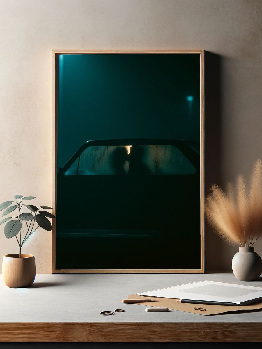 Neon Car Silhouette Photography Poster. — room view 2