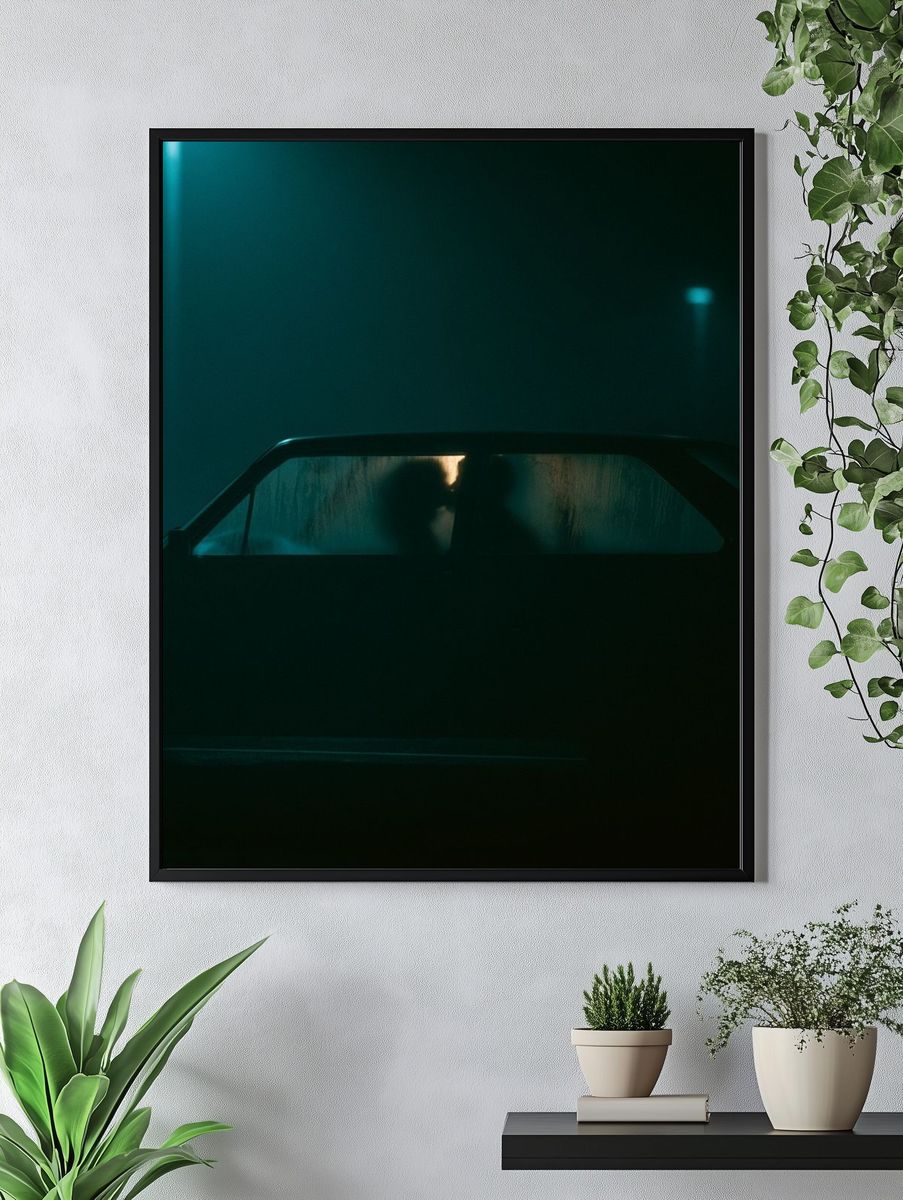 Neon Car Silhouette Photography Poster. — room view 4