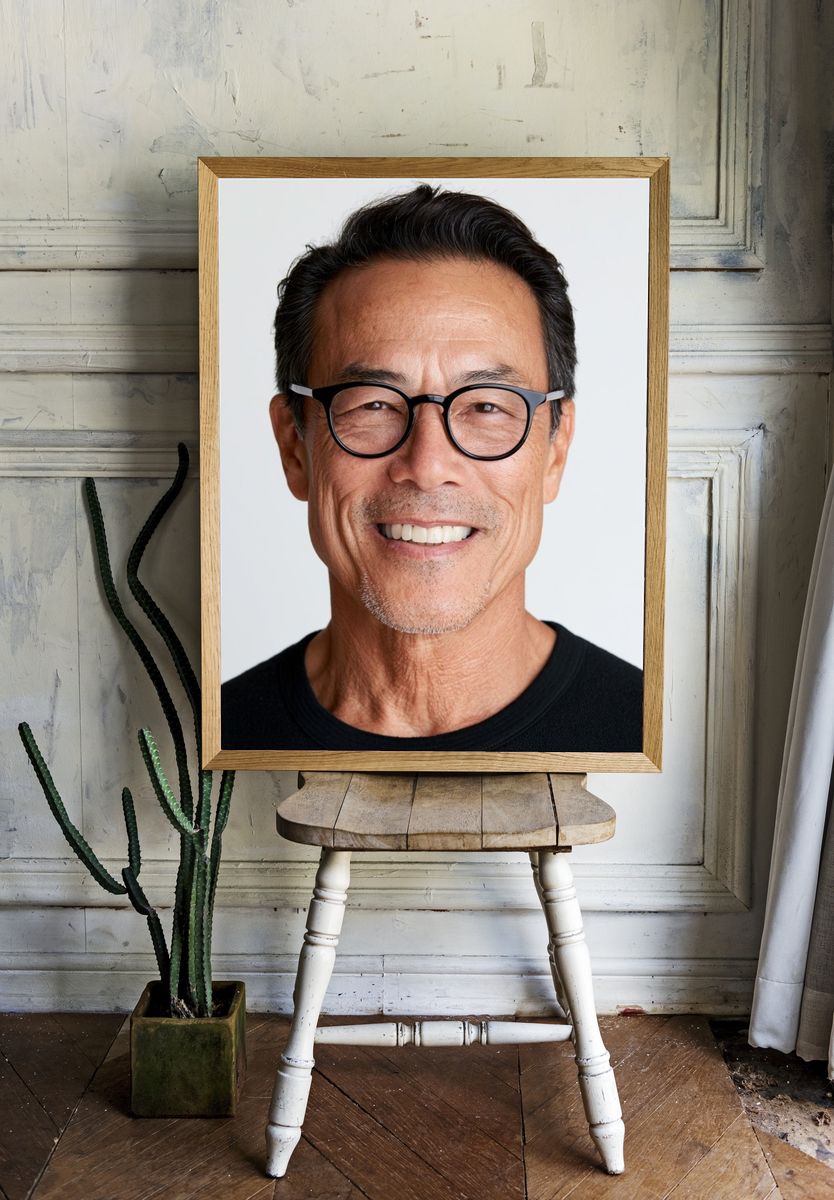 Smiling Man Portrait Photography Poster. — room view 1