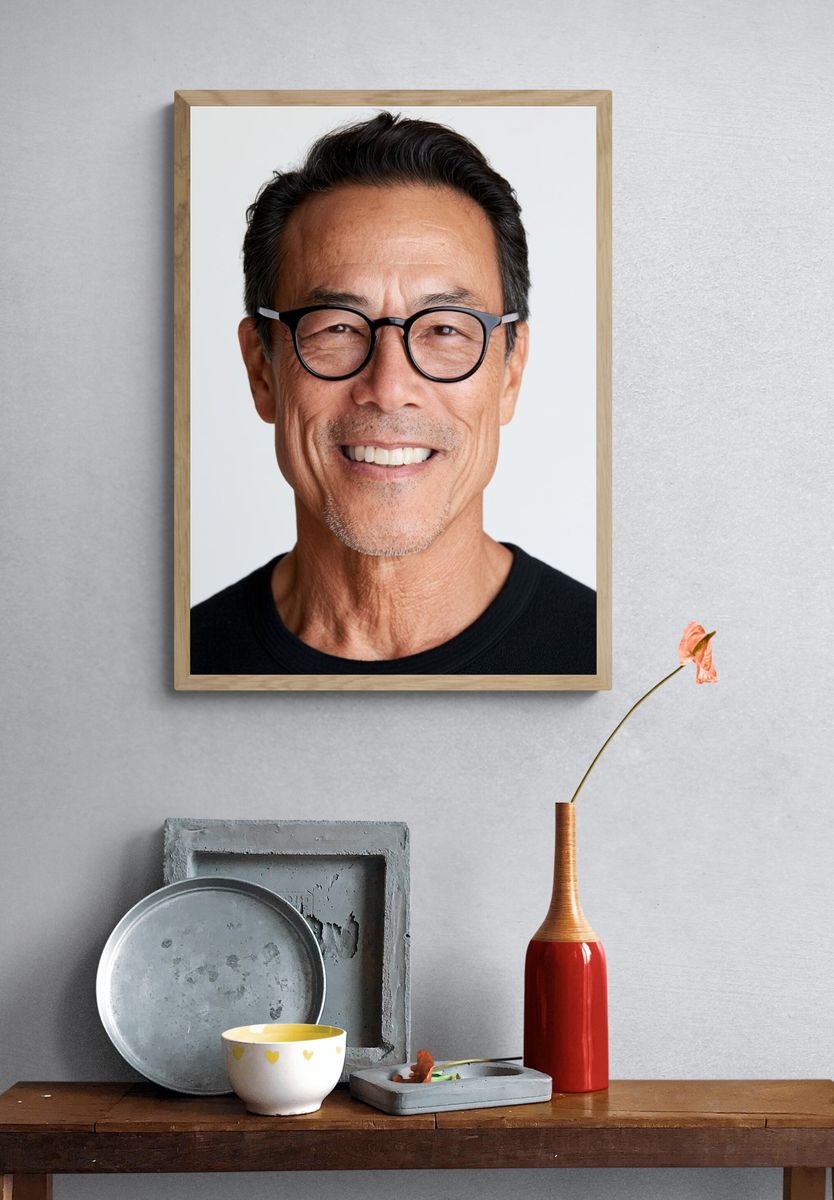 Smiling Man Portrait Photography Poster. — room view 3