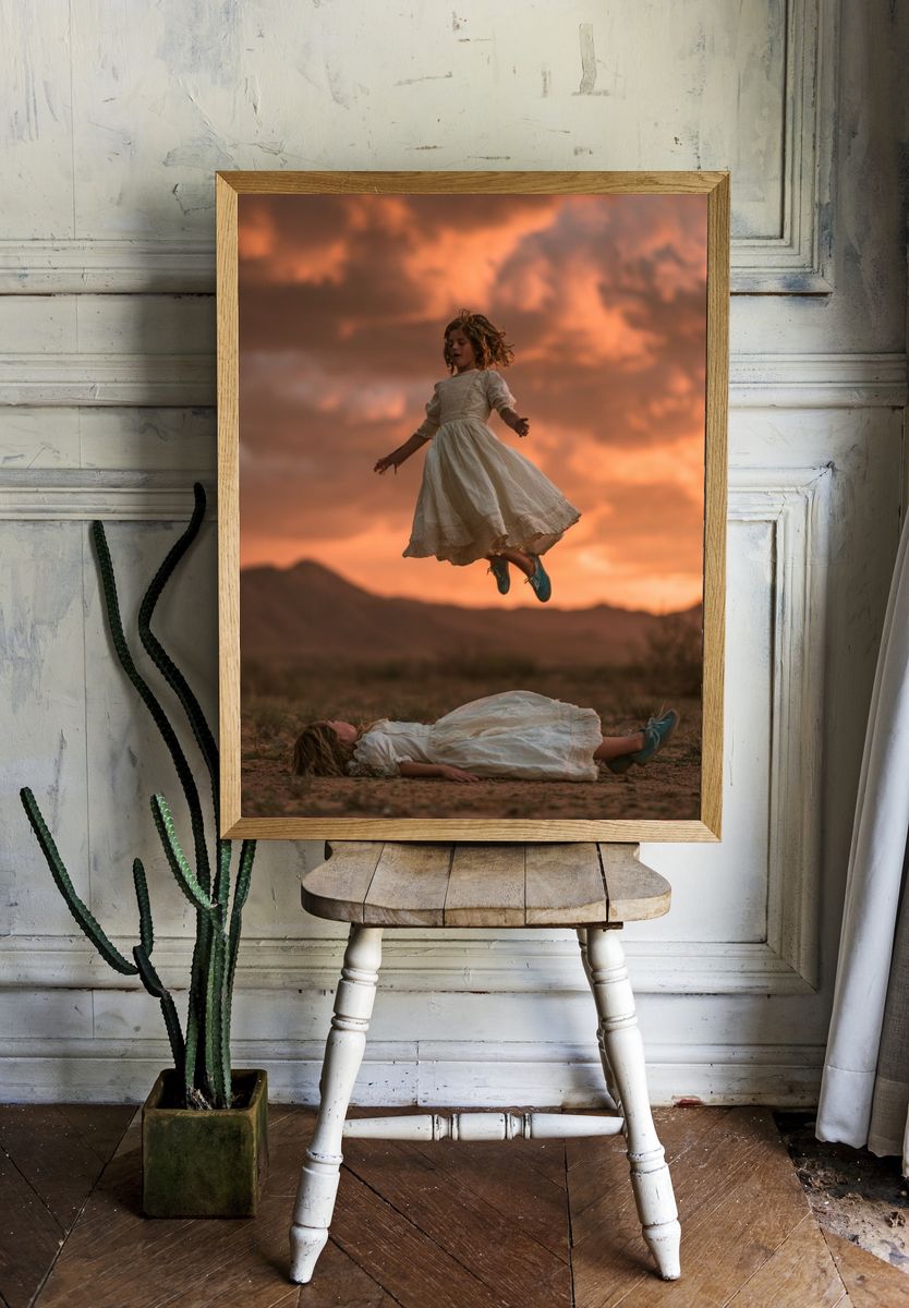 Dreamlike Desert Leap Photography Poster. room preview