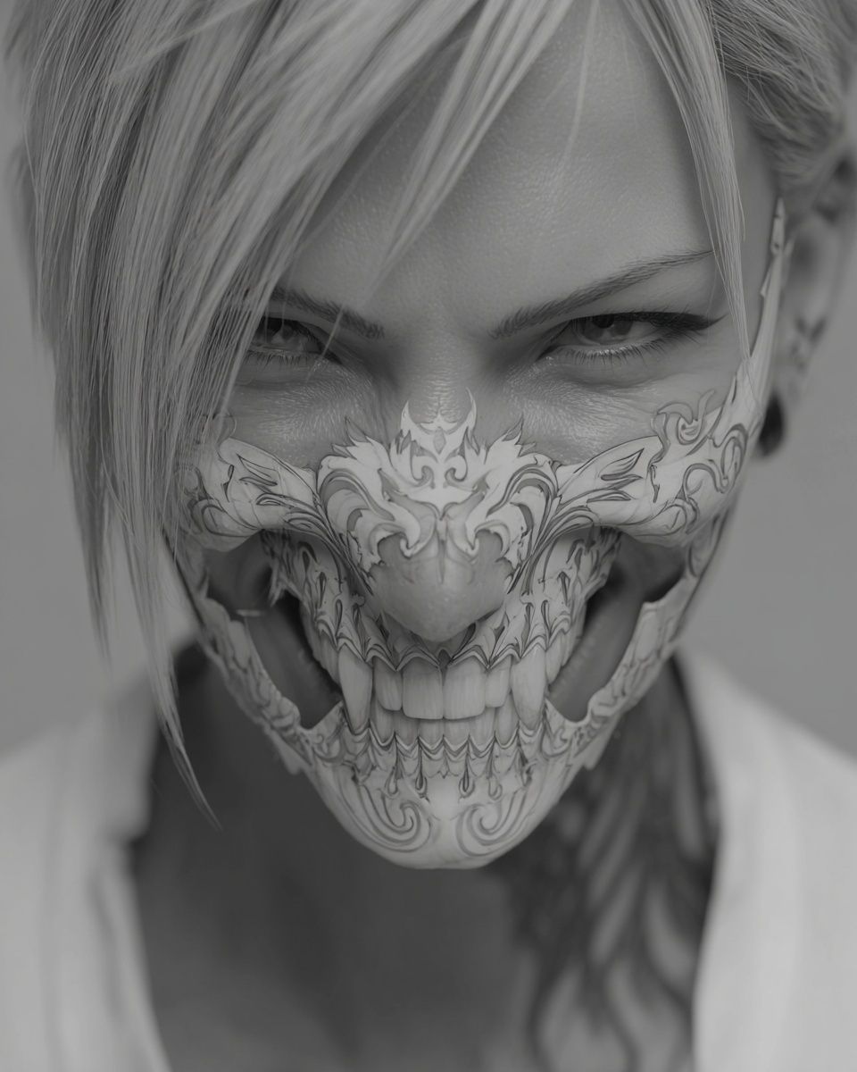 Skull Face Portrait Photography Poster. poster detail
