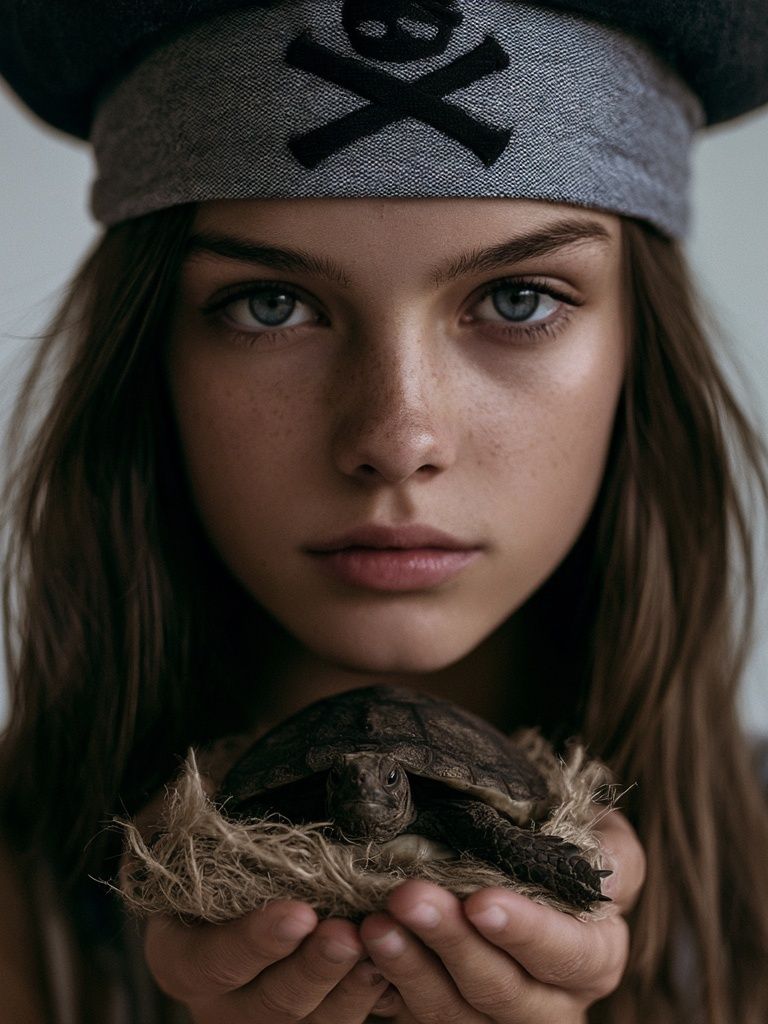 Girl with Turtle Portrait Print. poster — photography art