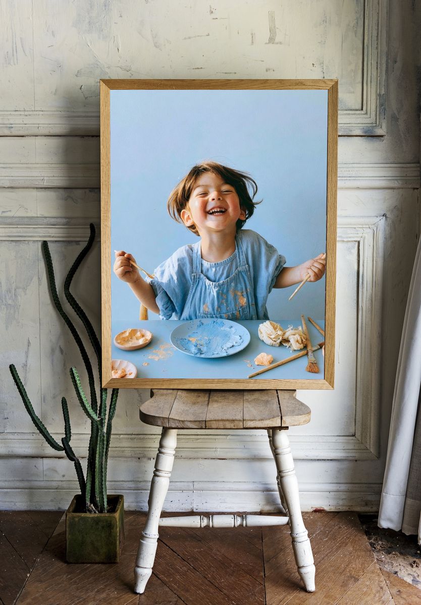 Joyful Child Painting Portrait Poster. — room view 1