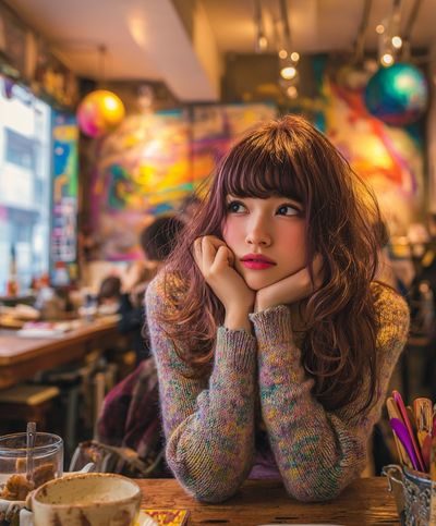 Colorful Café Portrait Print.
