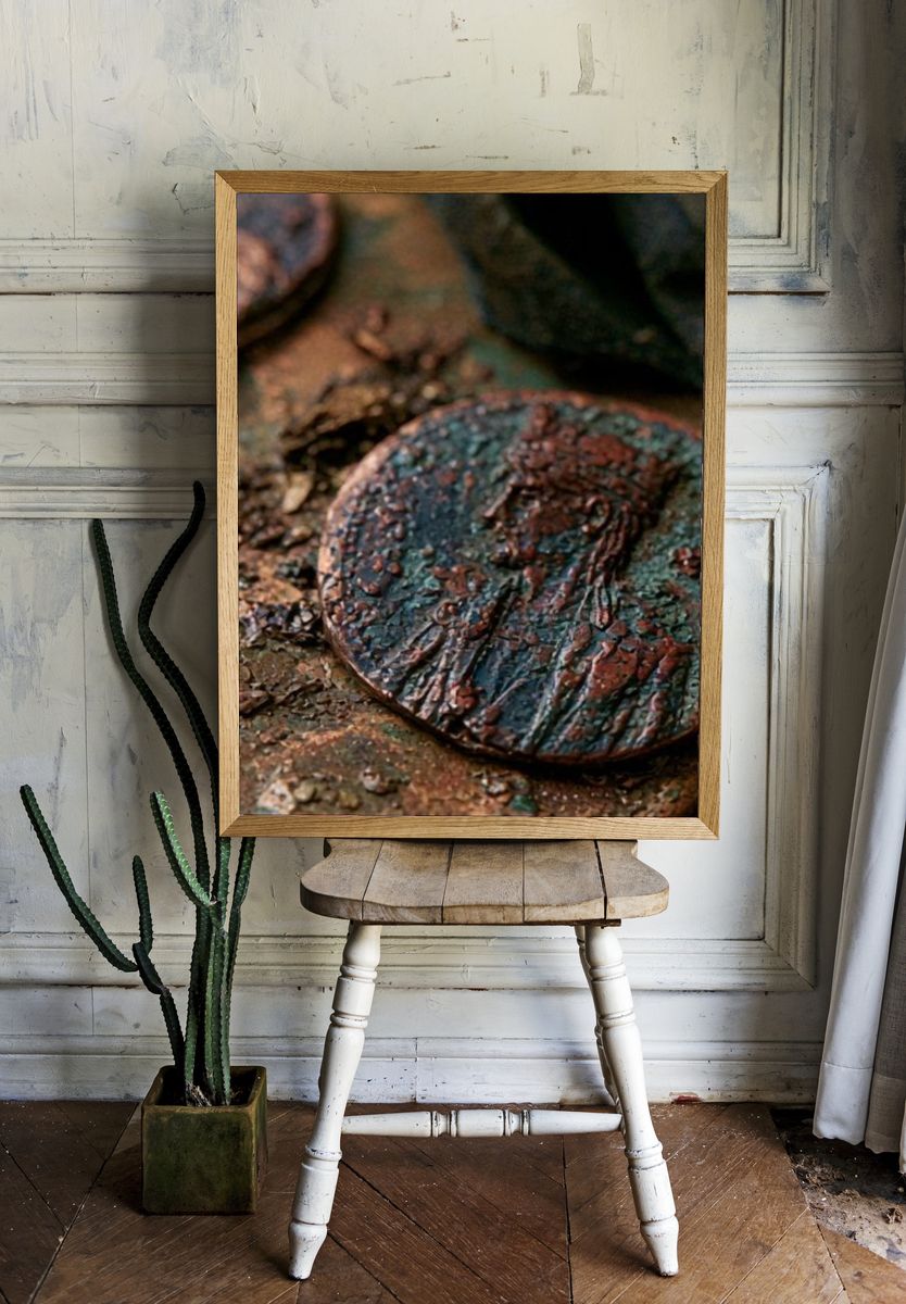 Rustic Coin Texture Poster. — room view 1