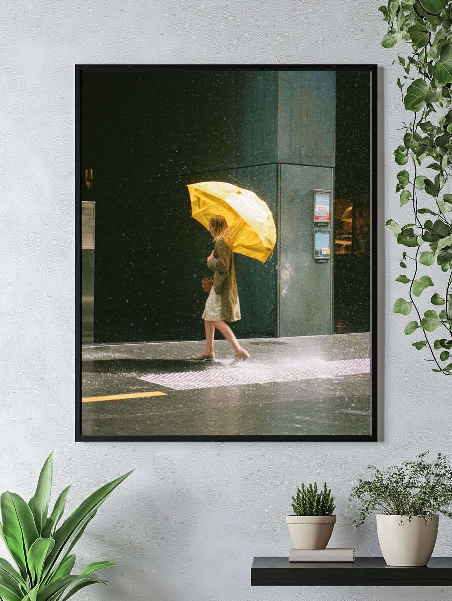 Woman with Yellow Umbrella — Photography Print. — room view 4