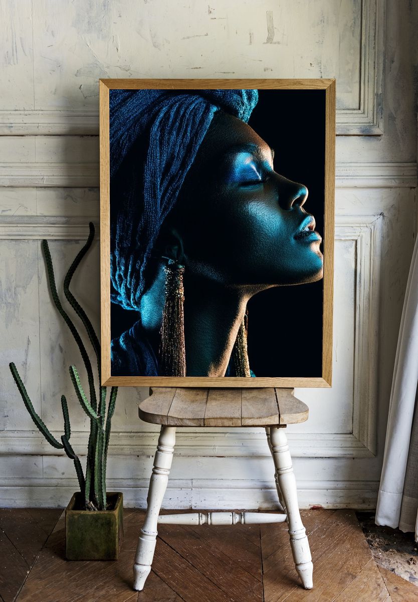 Blue Portrait Photography Poster. — room view 1