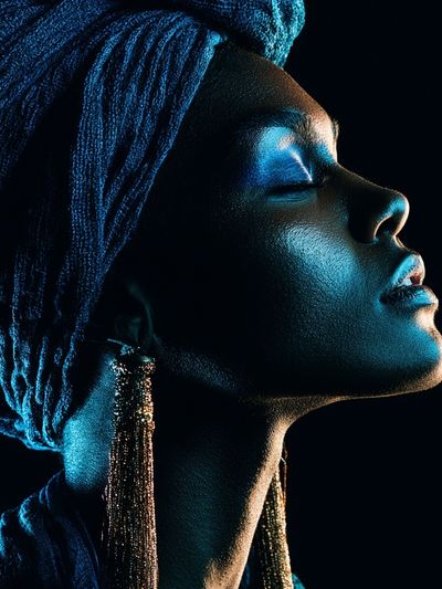 Blue Portrait Photography Poster. poster
