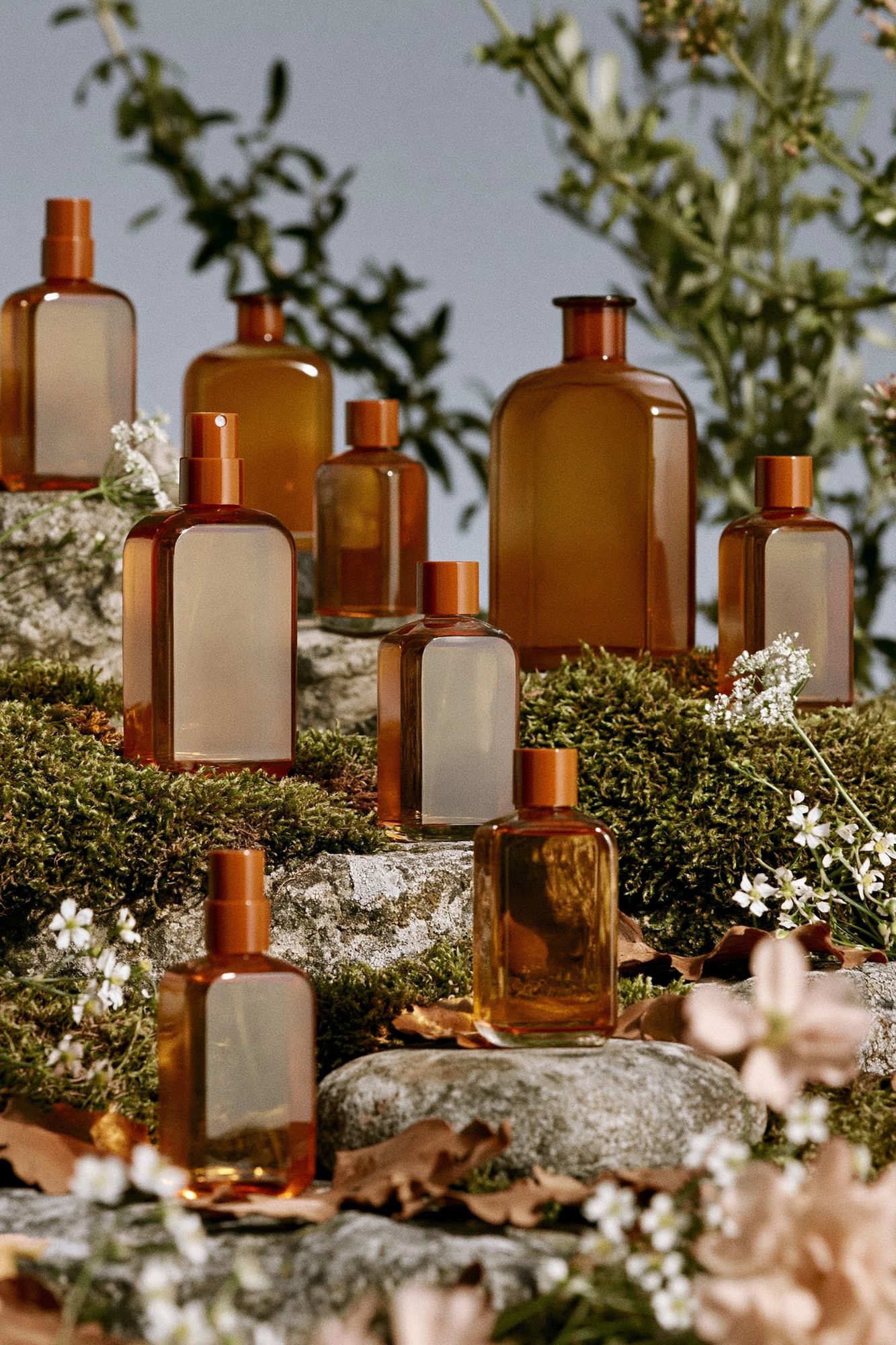 Amber Perfume Bottles Photography Poster. poster — photography art