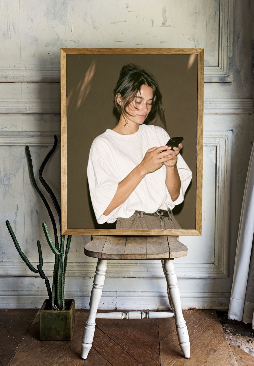 Woman with Phone Photography Poster. — room view 1