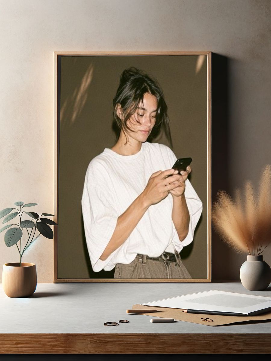 Woman with Phone Photography Poster. — room view 2