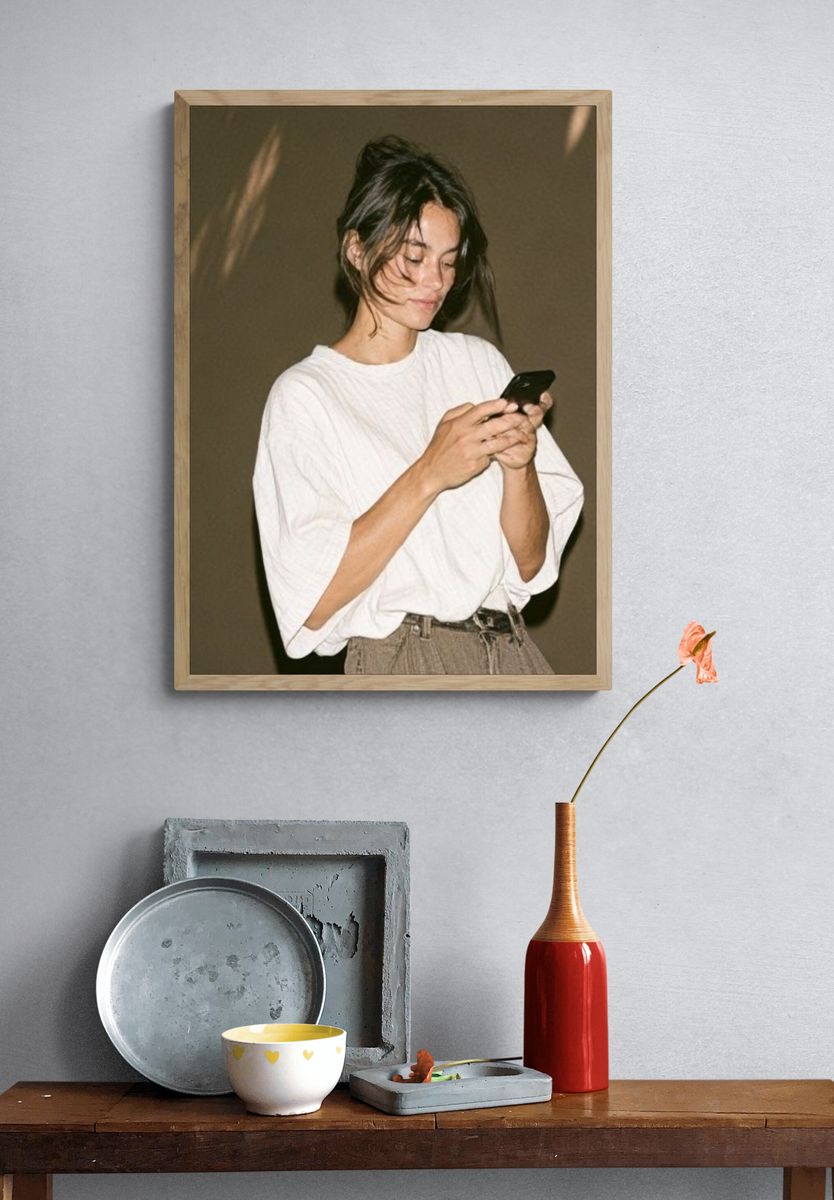 Woman with Phone Photography Poster. — room view 3