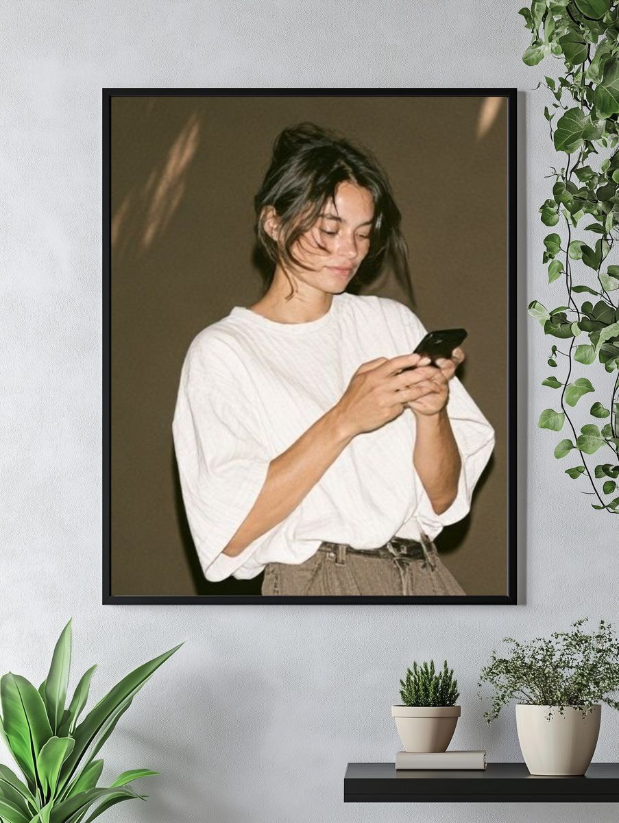 Woman with Phone Photography Poster. — room view 4