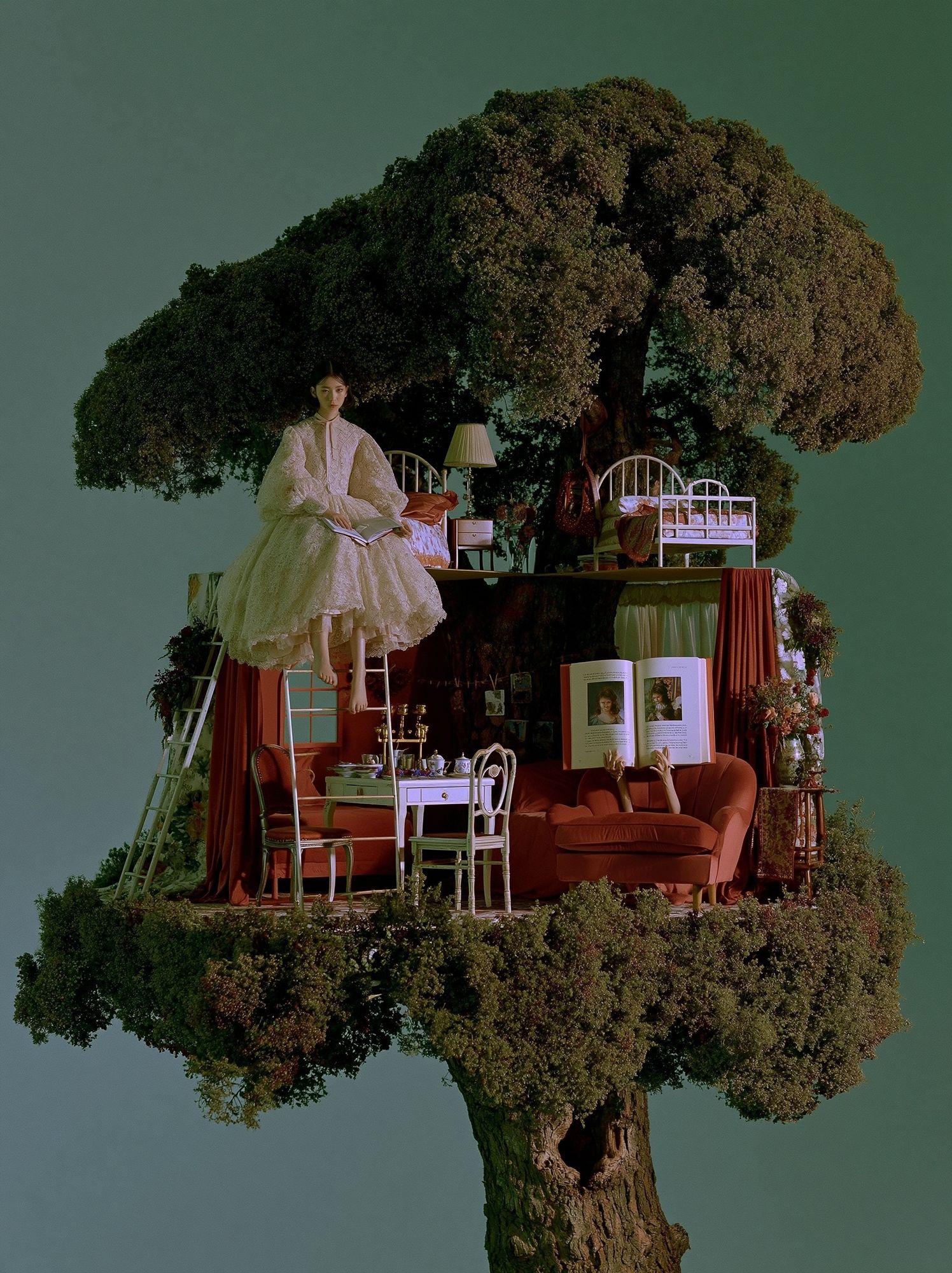 Surreal Tree House Portrait Print. poster detail