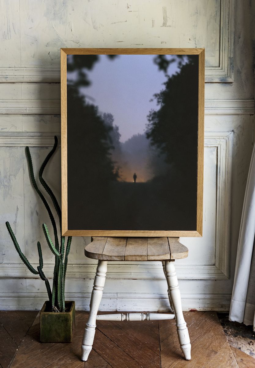 Misty Forest Dawn Silhouette Poster. — room view 1