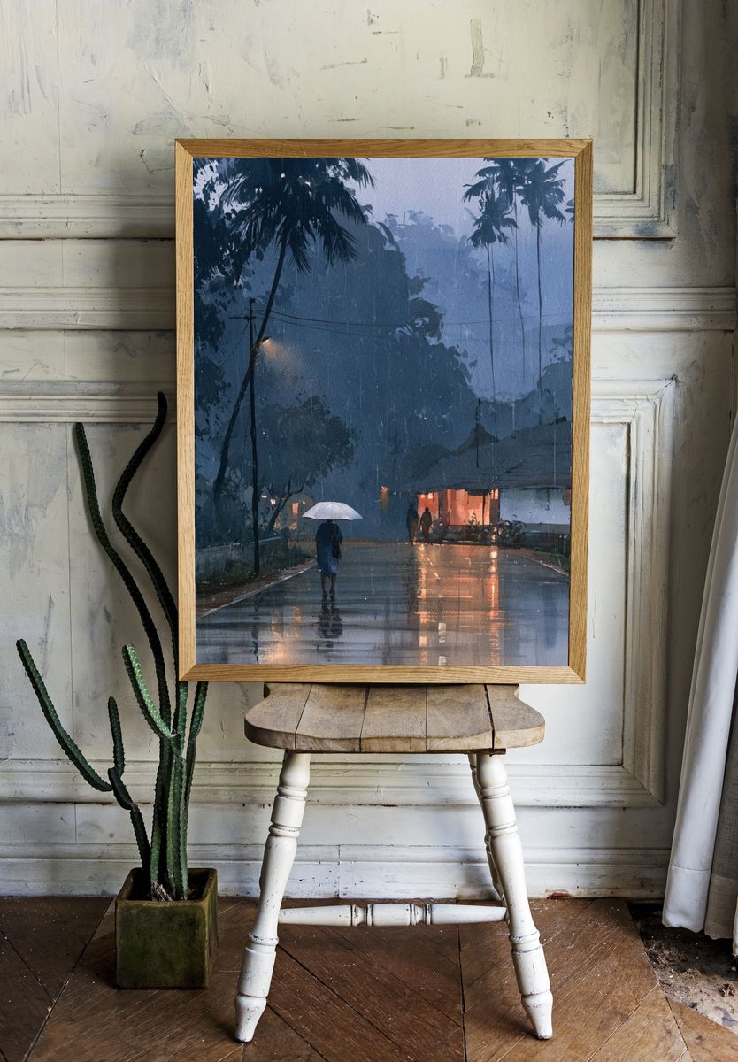 Rainy Tropical Street Photography Poster. room preview