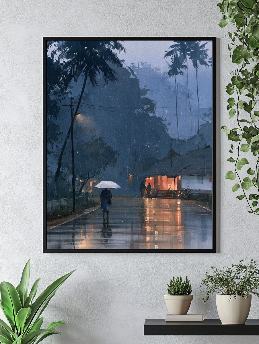 Rainy Tropical Street Photography Poster. — room view 4