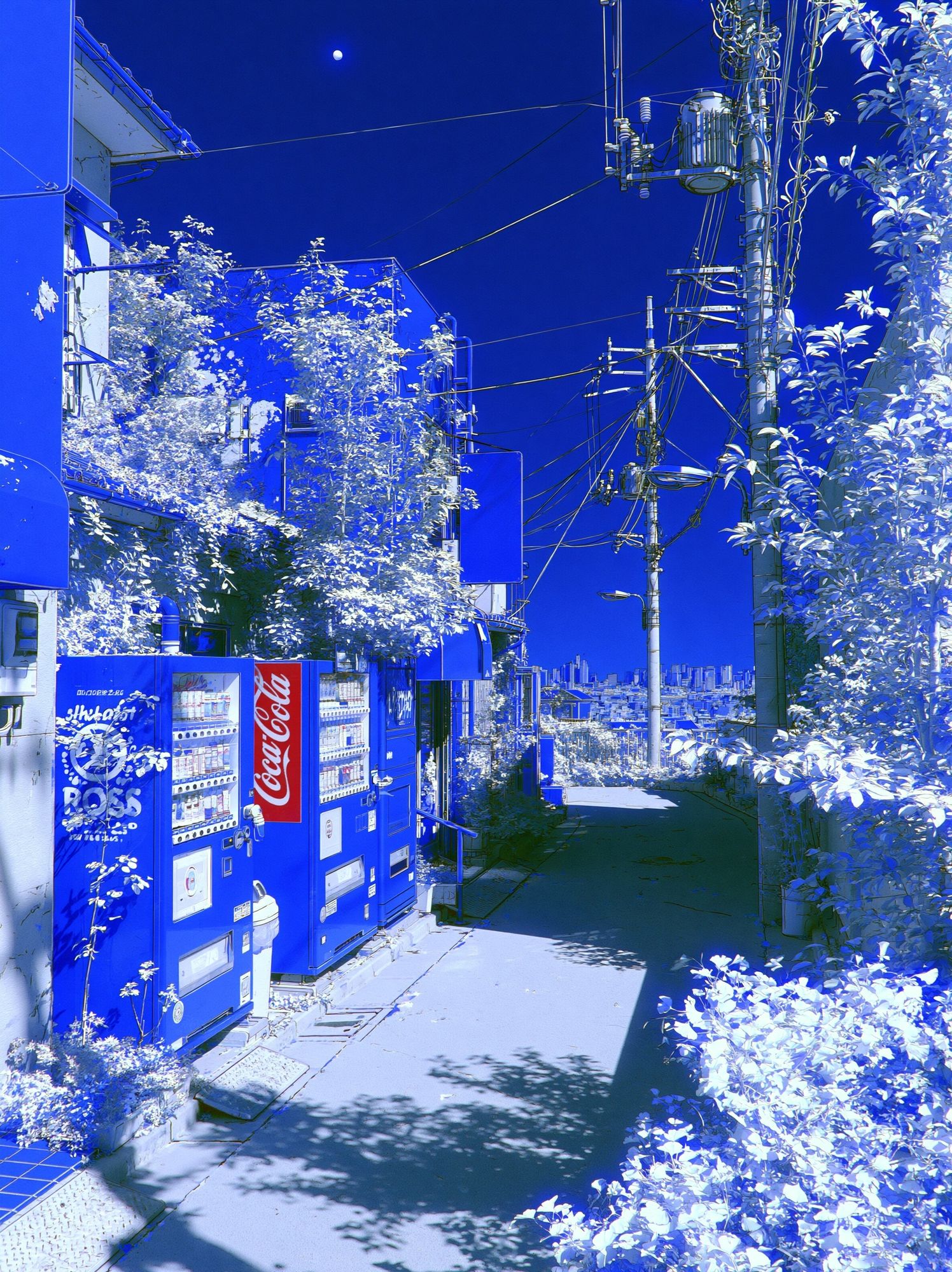 Blue Alley Cityscape Photography Poster. poster detail