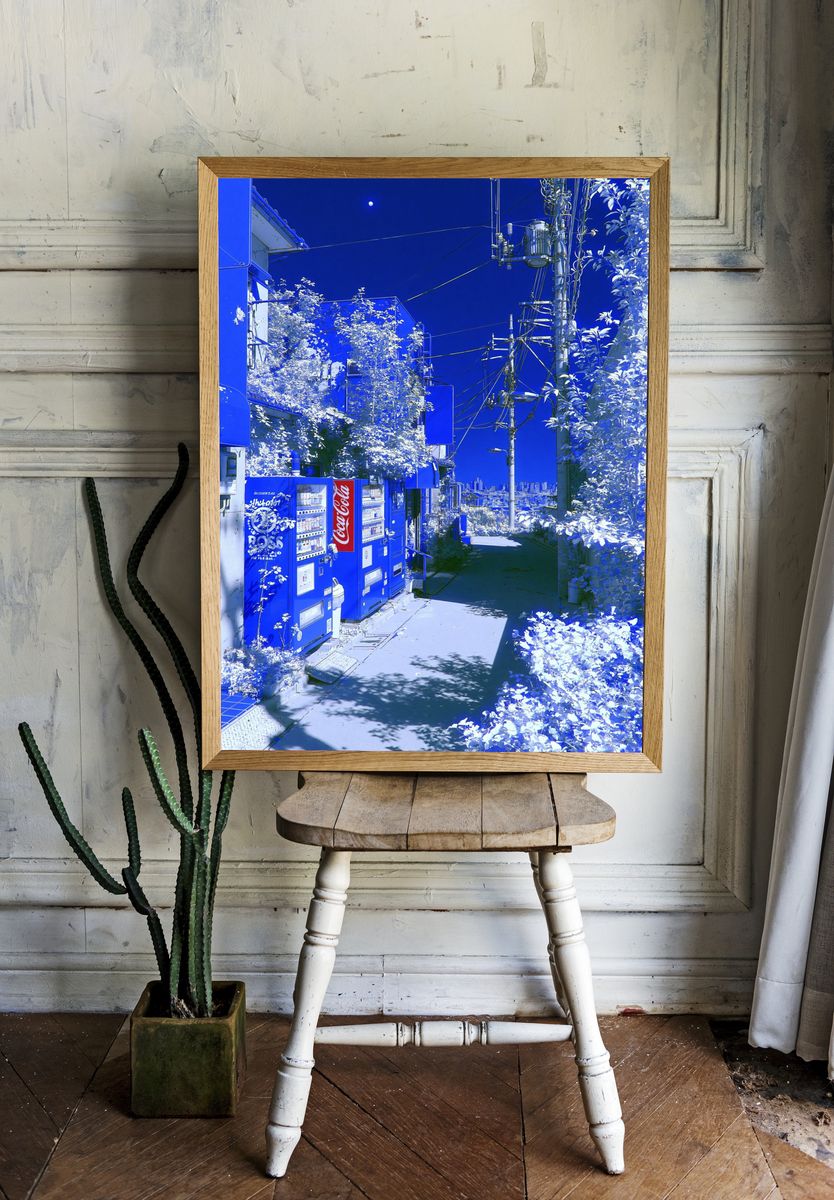 Blue Alley Cityscape Photography Poster. — room view 1