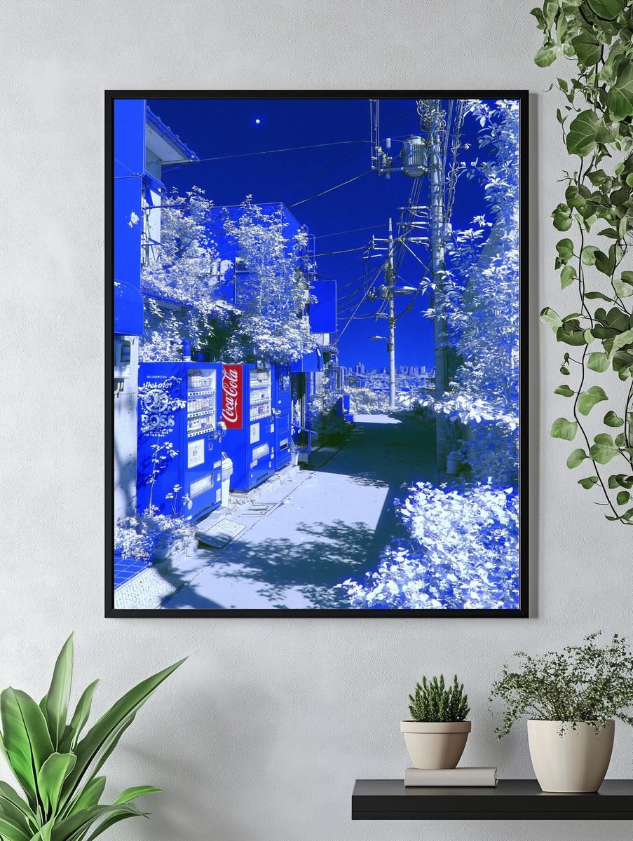 Blue Alley Cityscape Photography Poster. — room view 4