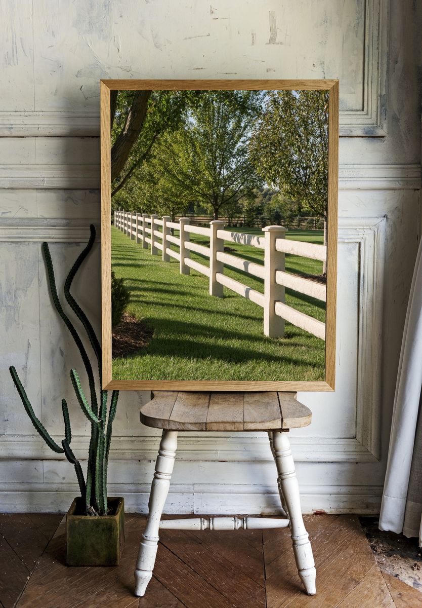 Sunlit Country Fence Photography Poster. — room view 1