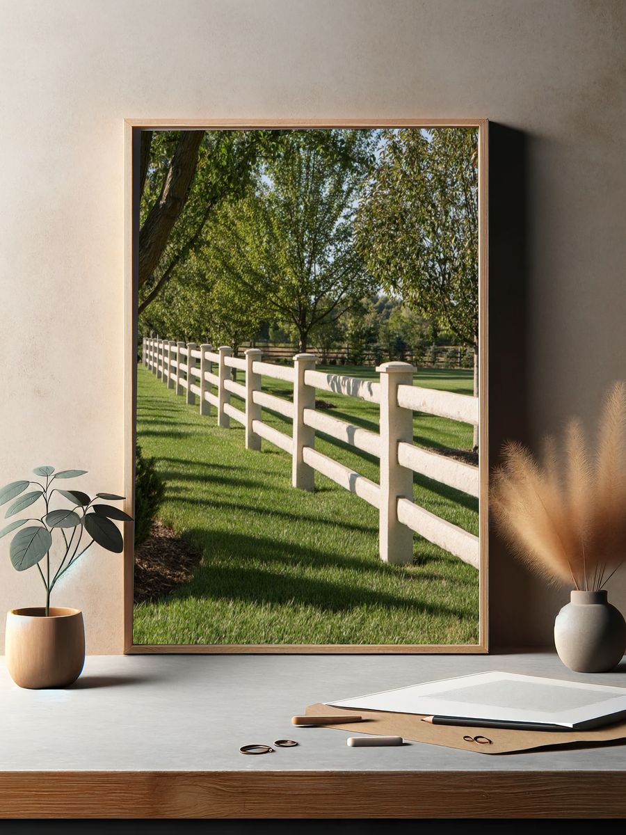 Sunlit Country Fence Photography Poster. — room view 2