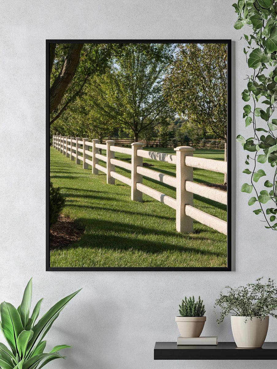 Sunlit Country Fence Photography Poster. — room view 4