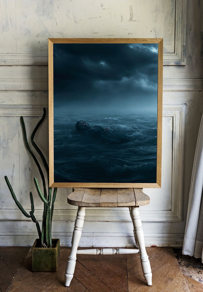 Stormy Sea Rescue Photography Poster. — room view 1