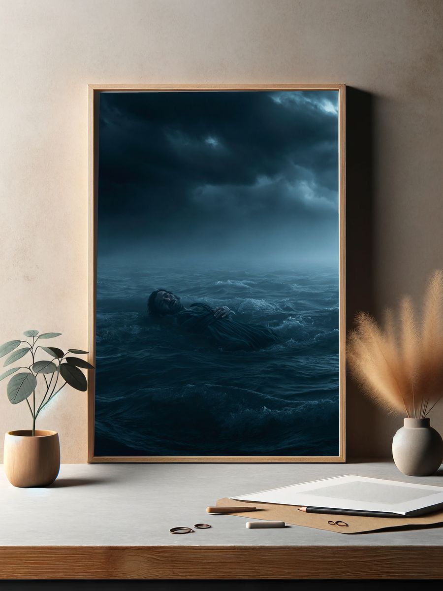 Stormy Sea Rescue Photography Poster. — room view 2