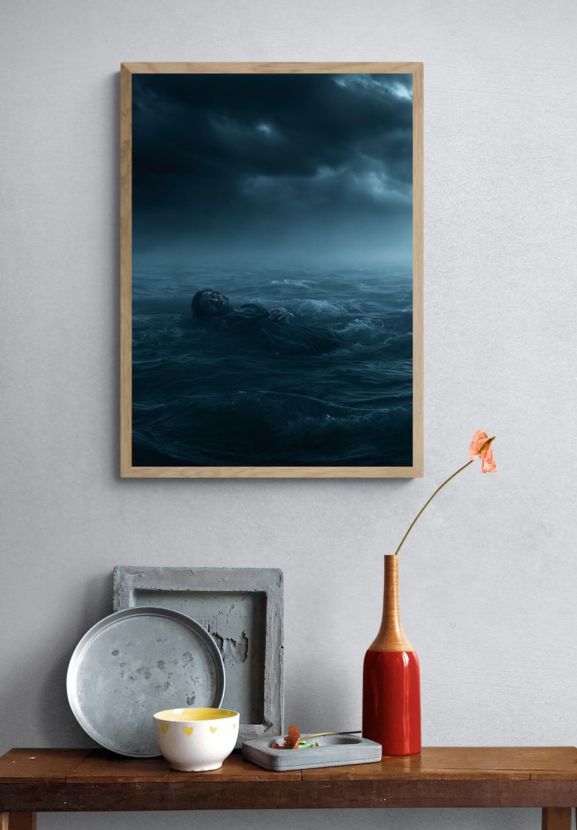 Stormy Sea Rescue Photography Poster. — room view 3